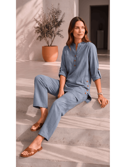 Samaira Blush Grey Coord Set: Roll-Up Kurta & Pants