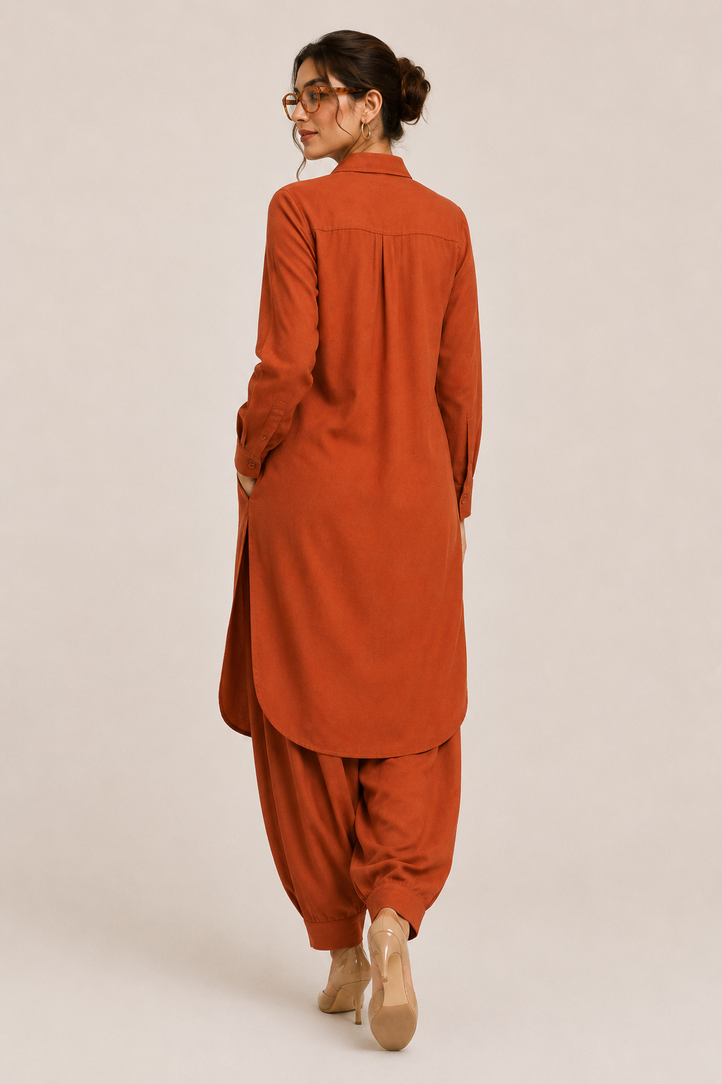 Saathiya Indo World Rust Women's Work Wear Ensemble in Cotton Viscose