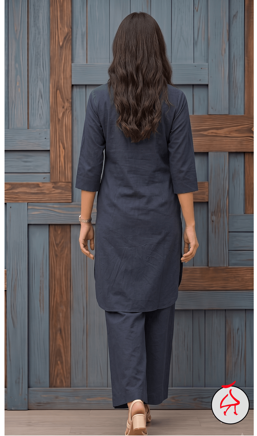 Sehaj Dark Blue Cotton Viscose Coord Set- Palazzo