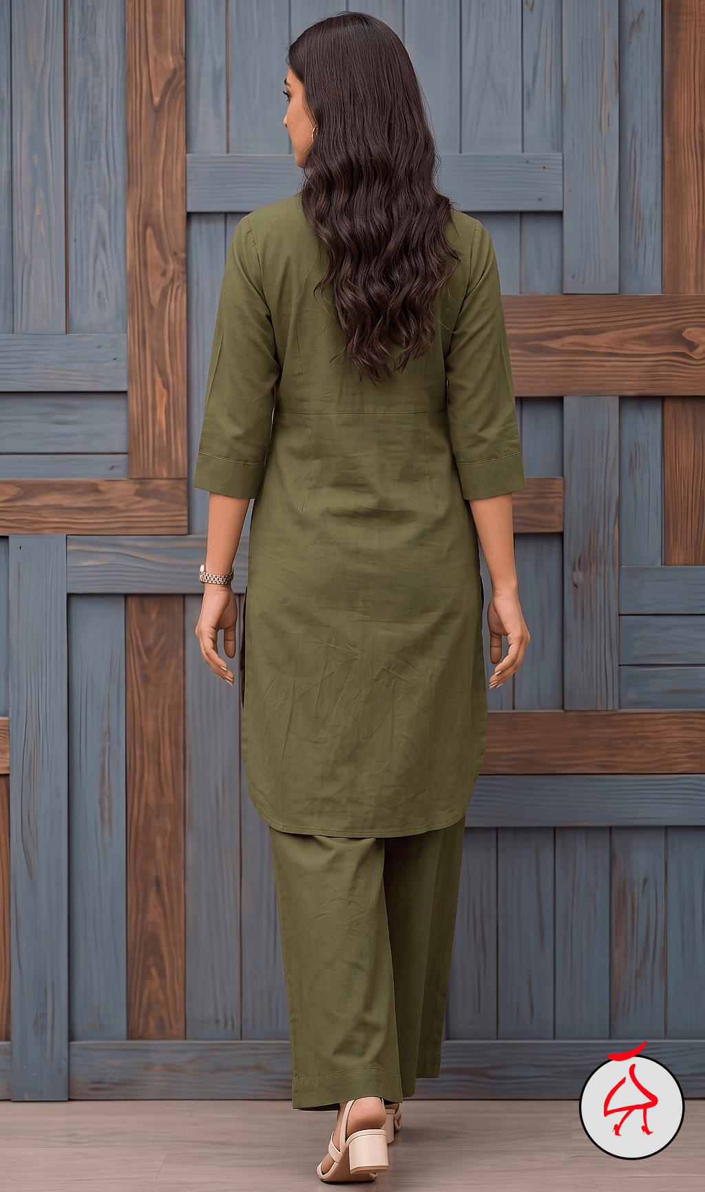 Sehaj Olive Green Cotton Viscose Coord Set- Palazzo