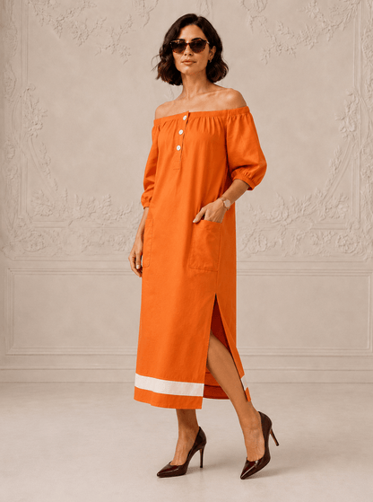 Ginger London Off-Shoulder Midi Dress for Women ORN