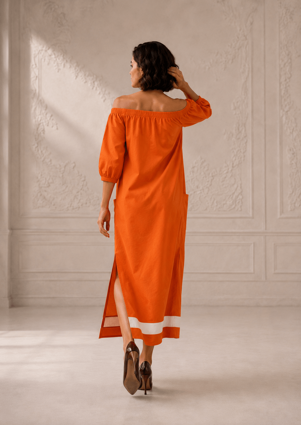 Ginger London Off-Shoulder Midi Dress for Women ORN