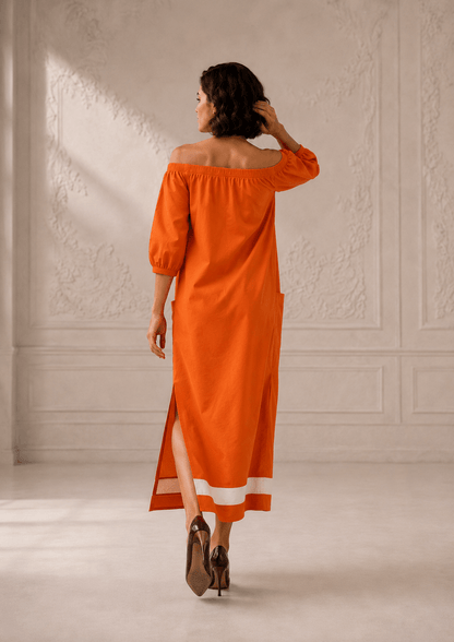 Ginger London Off-Shoulder Midi Dress for Women ORN