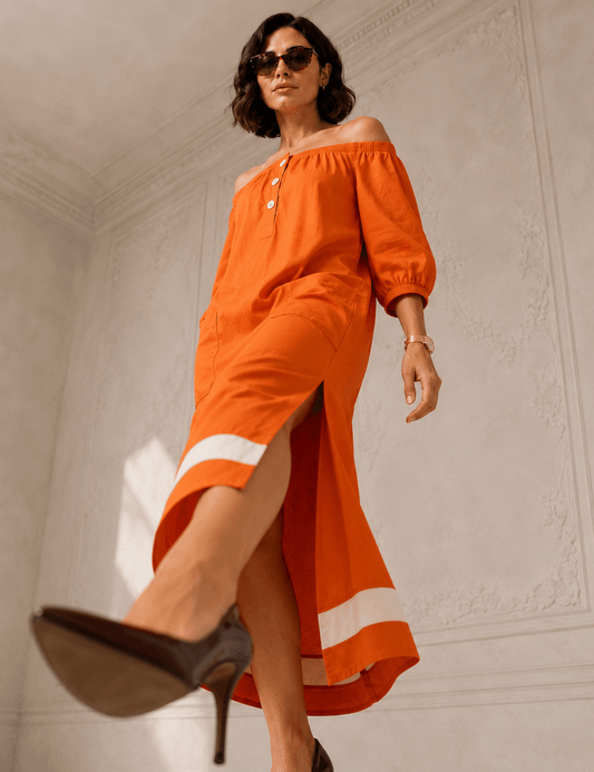 Ginger London Off-Shoulder Midi Dress for Women ORN
