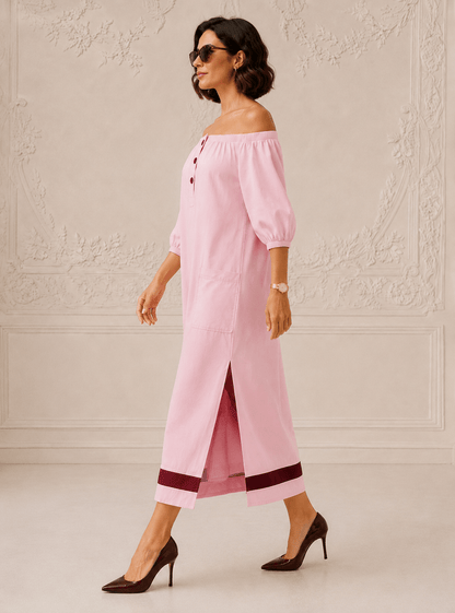 Ginger London Off-Shoulder Midi Dress for Women Pink
