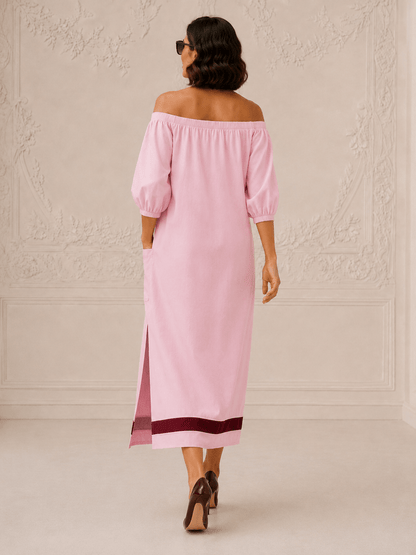 Ginger London Off-Shoulder Midi Dress for Women Pink