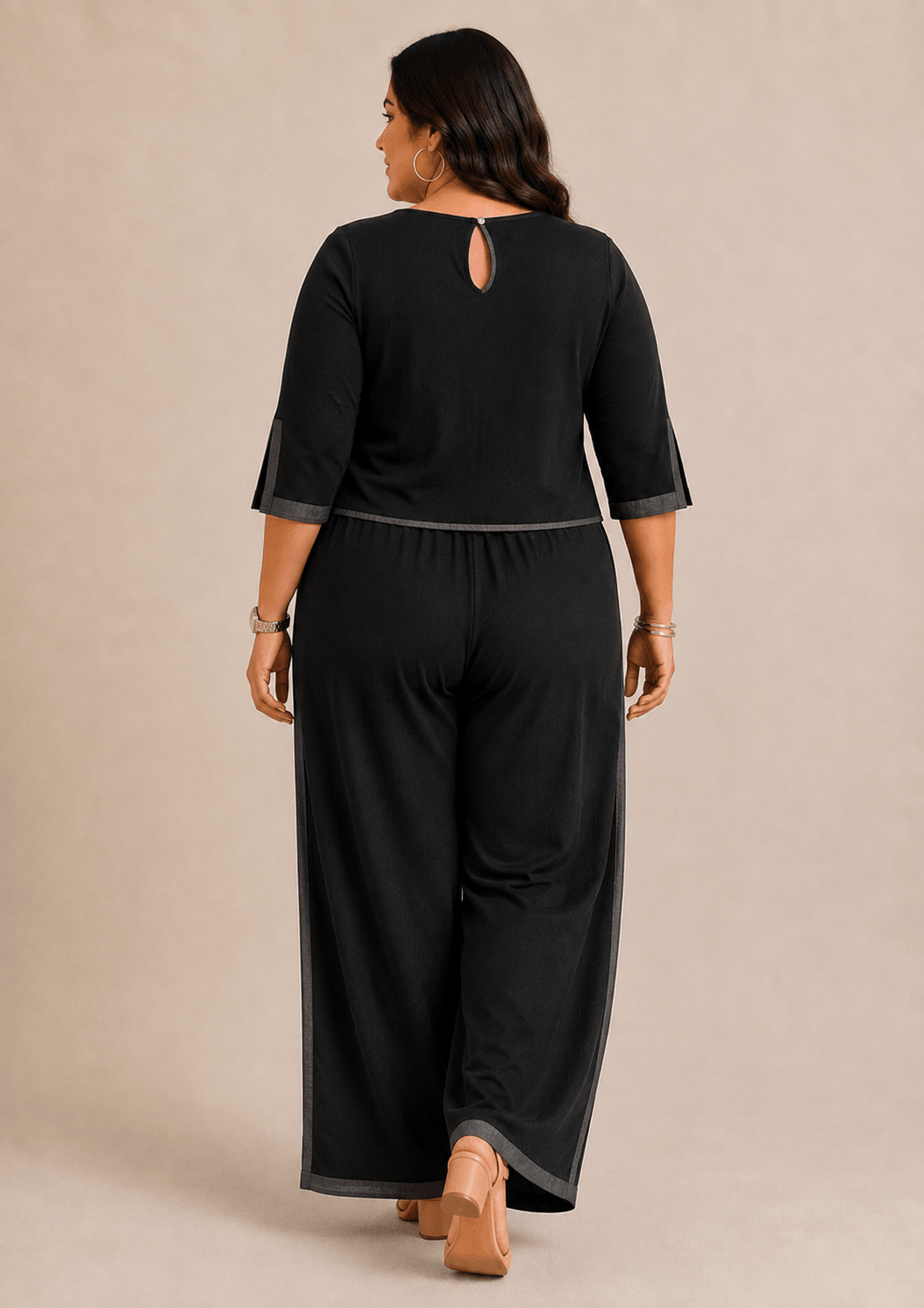 Reet Black Cotton  Co-ord Set (Cropped Top & Wide-Leg Palazzo)