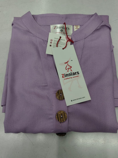Samairaa Misty Lavender Zinniars coord set kurta with wooden buttons.