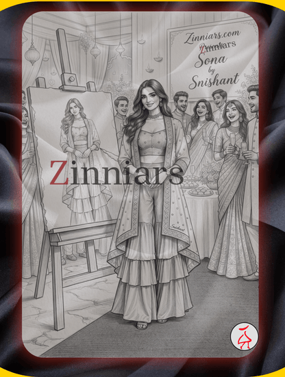Sona Black Mustard Embroidered Cape Crop Top & Ruffle Palazzo 3 Pc Set | Zinniars