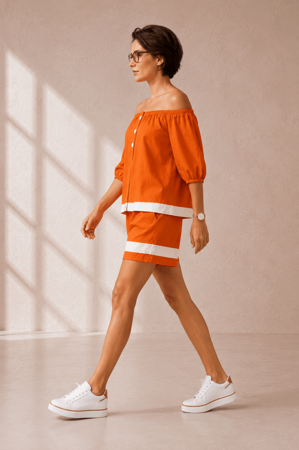 Tara London Off-Shoulder Cotton Co-ord Set for Women