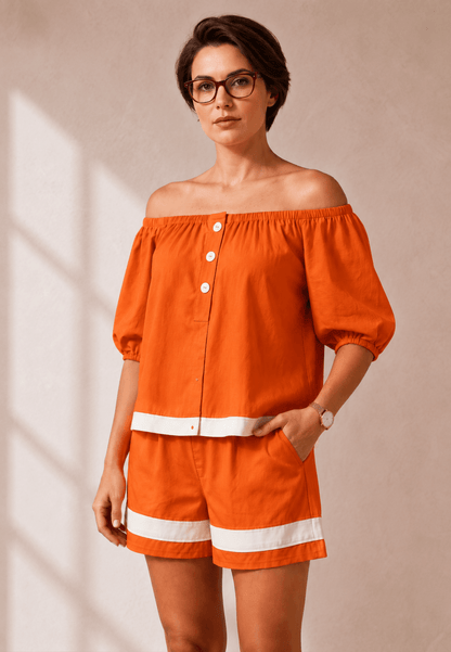 Tara London Off-Shoulder Cotton Co-ord Set for Women