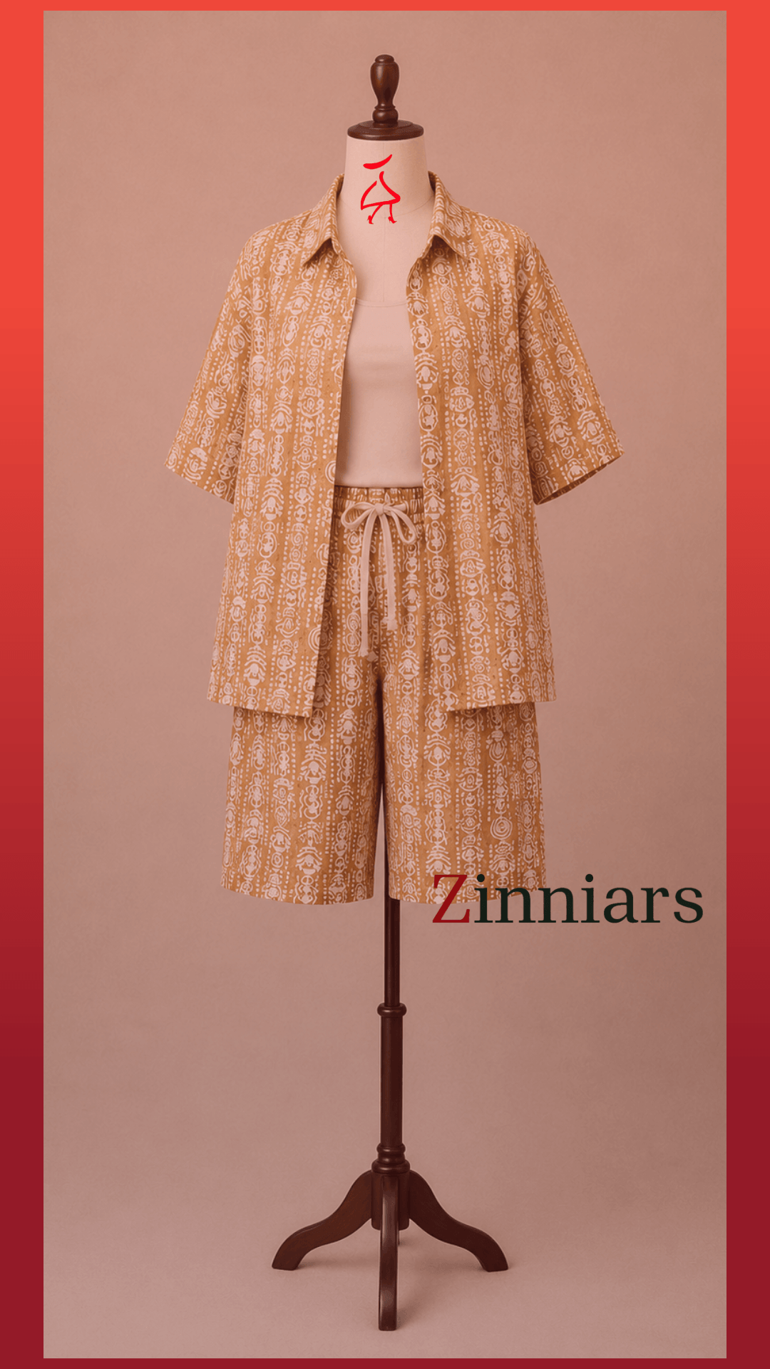 Bashii Printed Cotton Co-ord Set with Half Sleeve Shirt & Knee-Length Shorts