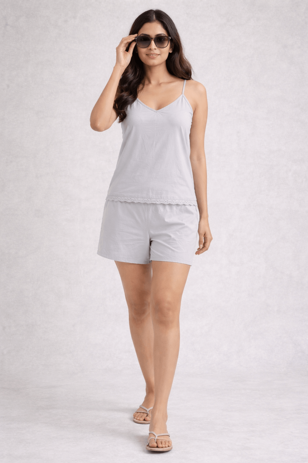 Aishwarya  Lace-Trim Cami & Shorts Co-ord Set for Women