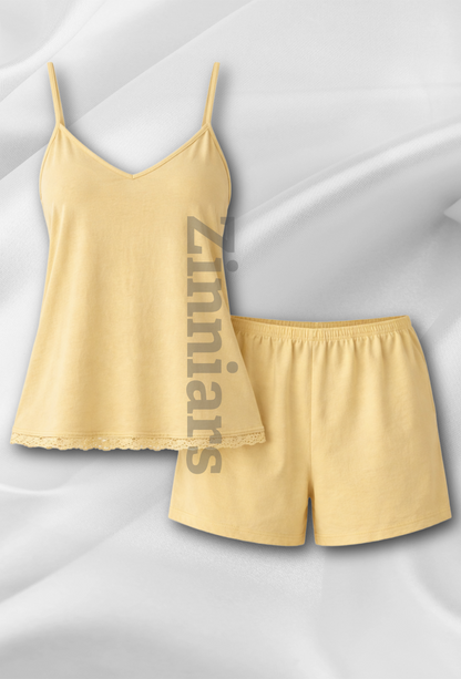 Jenny | Lace-Trim Cami & Shorts Co-ord Set For Women