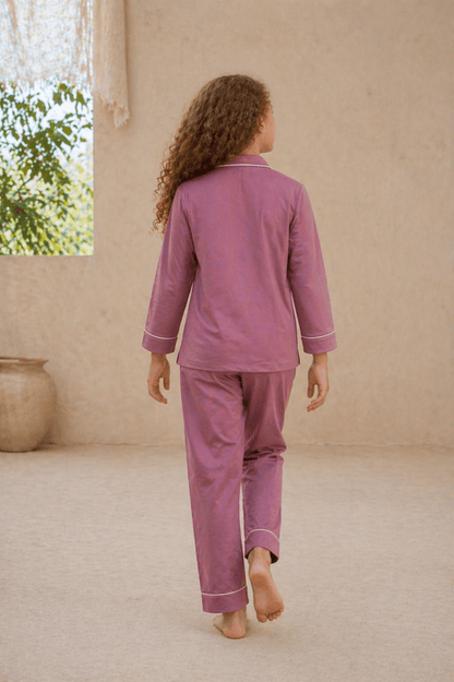Karishma Mini Girl's Cotton Kitty Lounge Set – Dusty Mauve