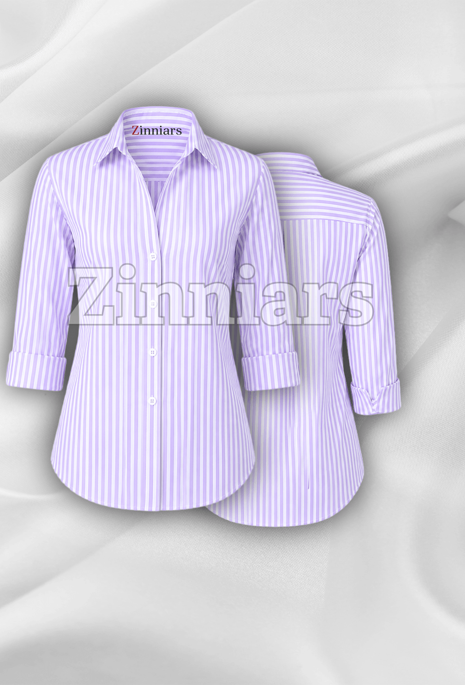 Lila Lavender Stripe Cotton-Blend Shirt For Women