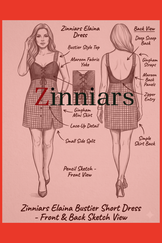 Elina Bustier Mini Dress – Maroon Gingham Cotton