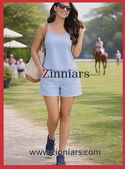 Vasu Sky Camisole Shorts Coordset for Women Cotton( woven)