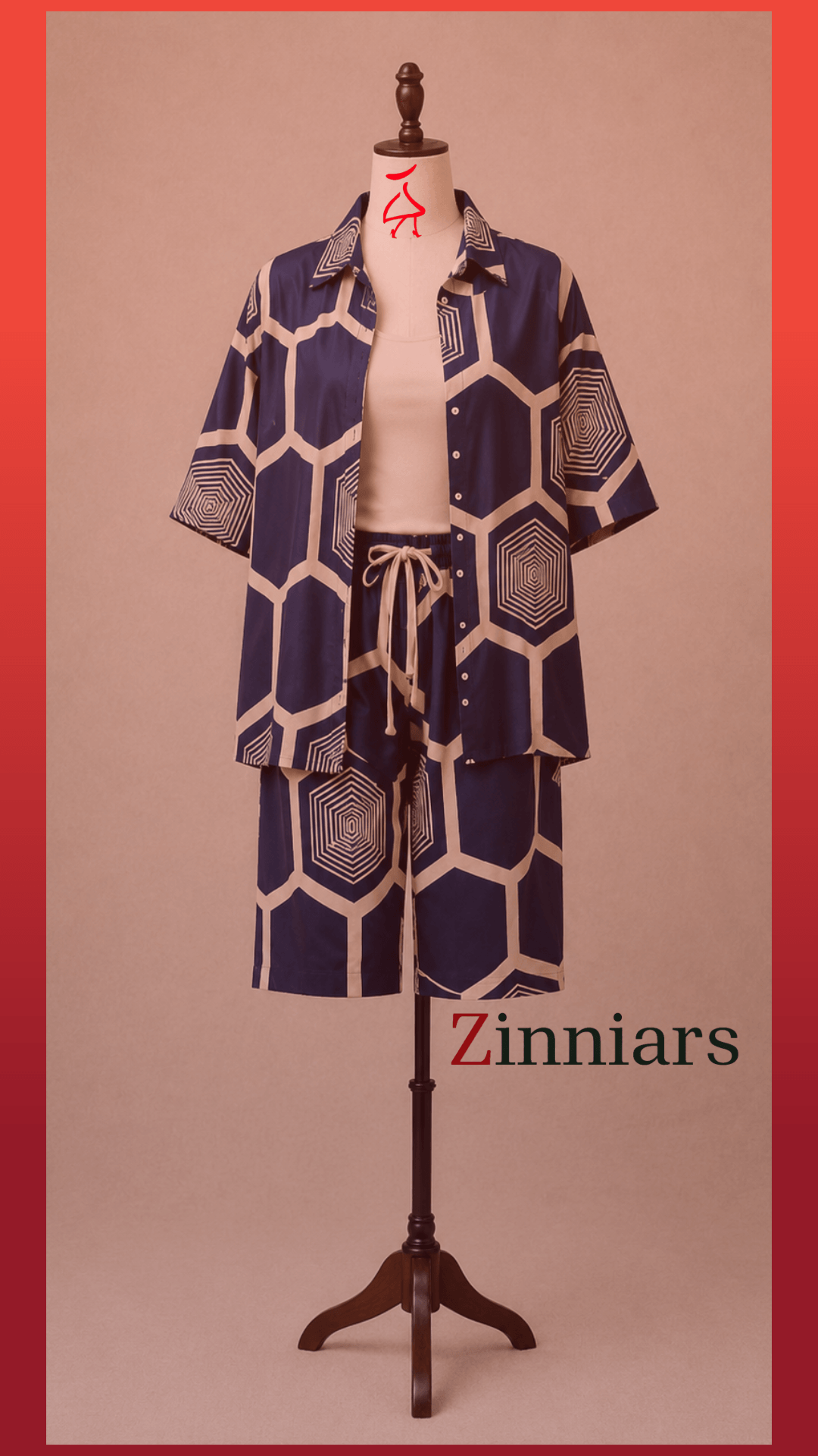 Bashii Printed Cotton Co-ord Set with Half Sleeve Shirt & Knee-Length Shorts NI